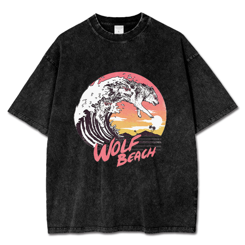 Wolf Beach T-Shirt-uzzycraft