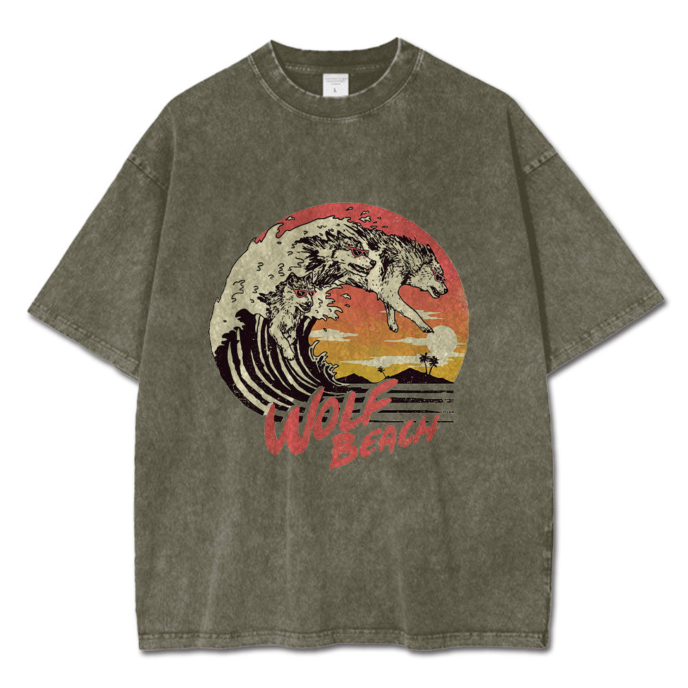 Wolf Beach T-Shirt-uzzycraft
