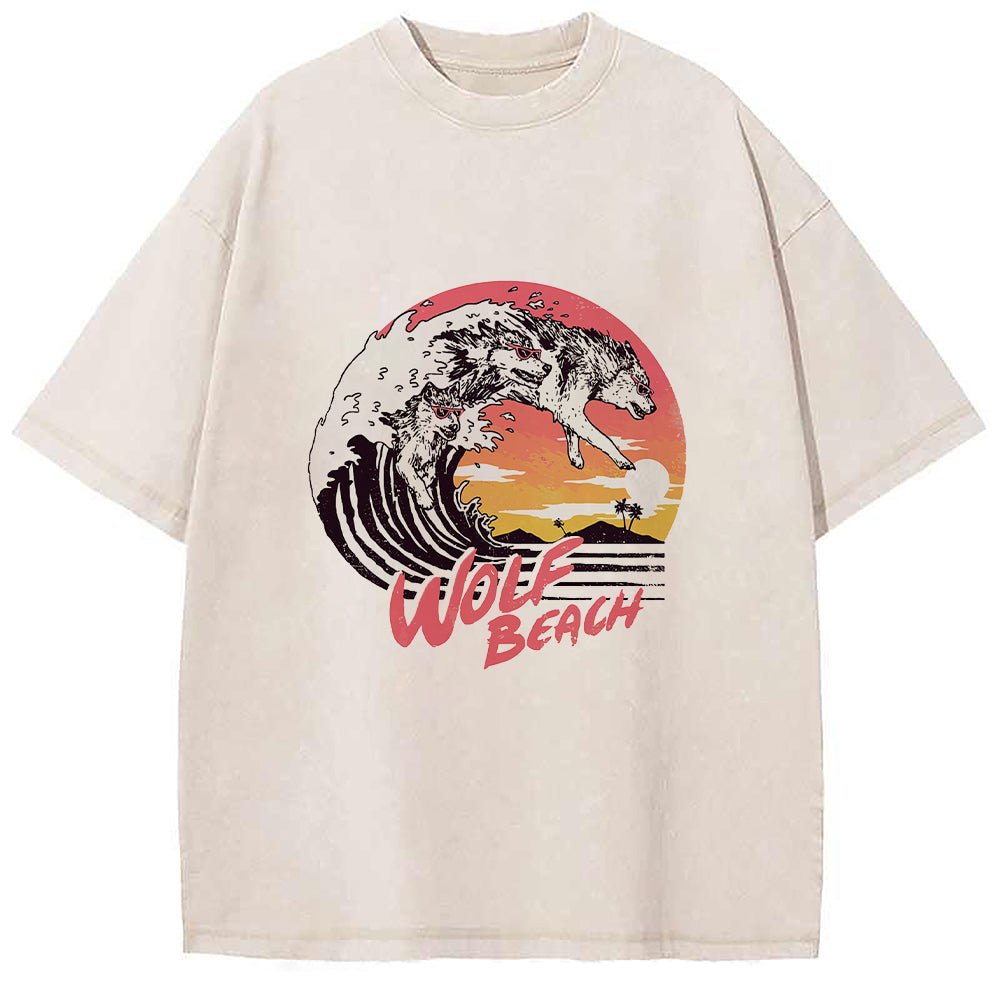 Wolf Beach T-Shirt-uzzycraft
