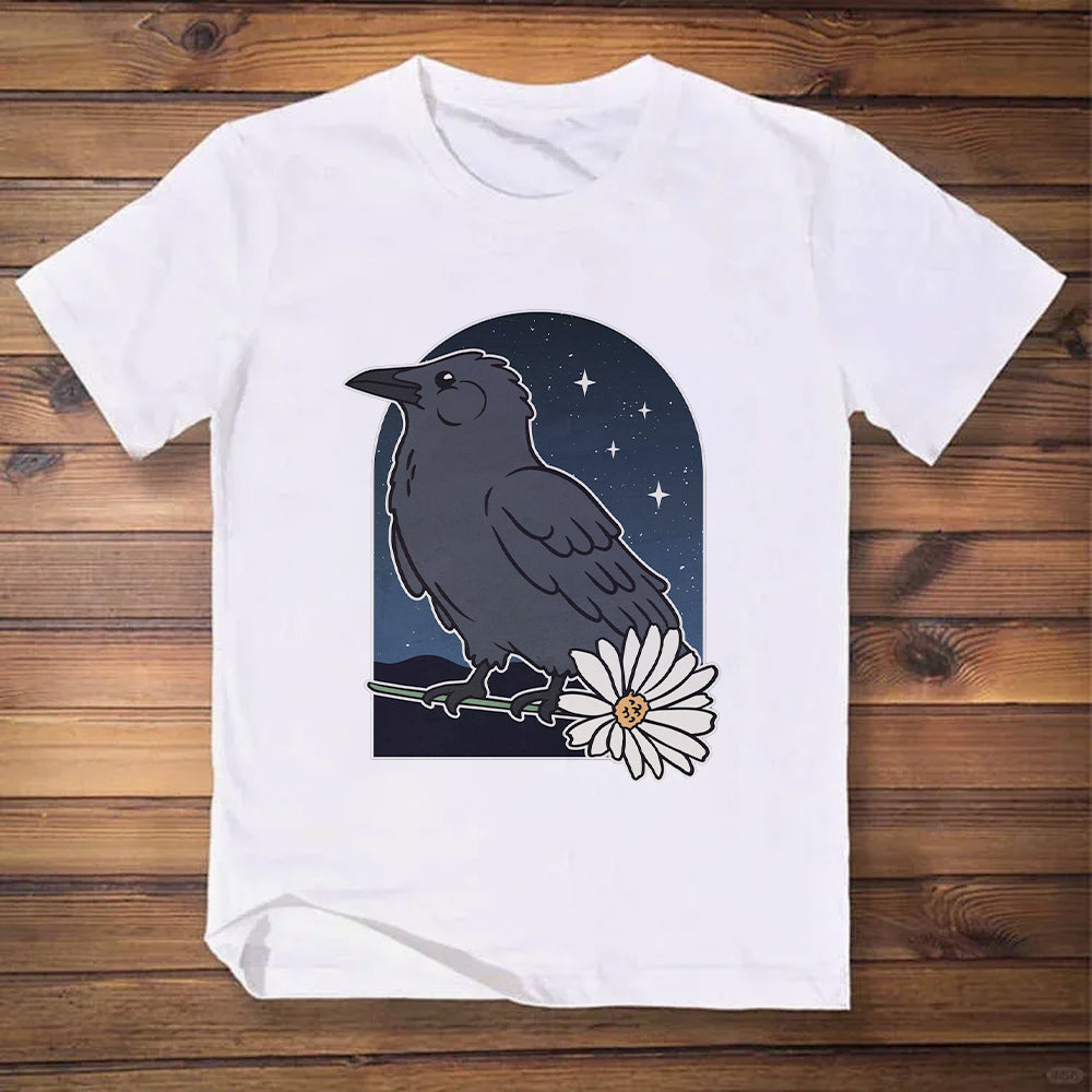 Crow with Flower T-Shirt-uzzycraft