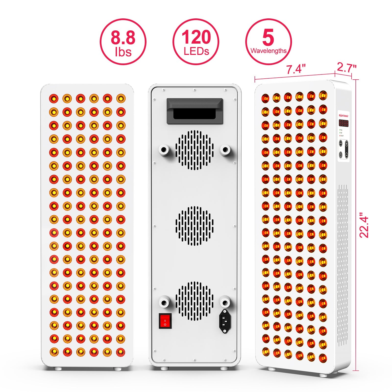 BO-600 Red Light Therapy Panel with Base – 5 Wavelengths 630/660/810/830/850nm