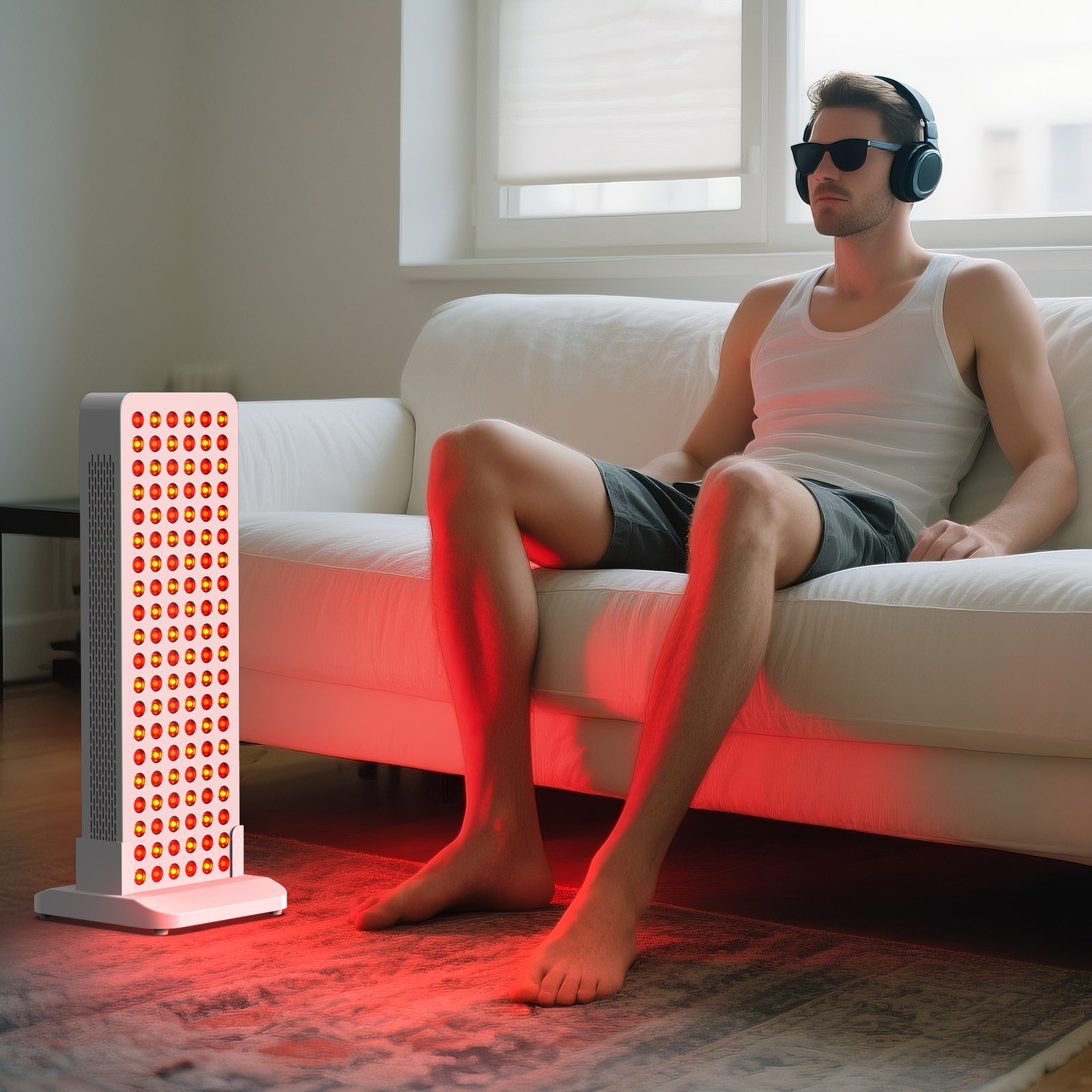 BO-600 Red Light Therapy Panel with Base – 5 Wavelengths 630/660/810/830/850nm