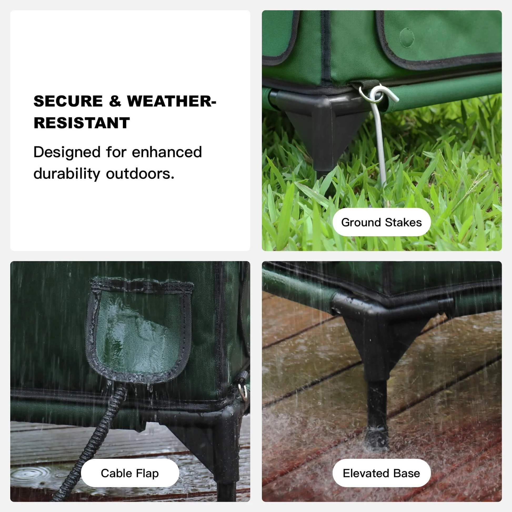 Classic Box Heated Outdoor Cat House | Large-Green (Custom Cat Patch)