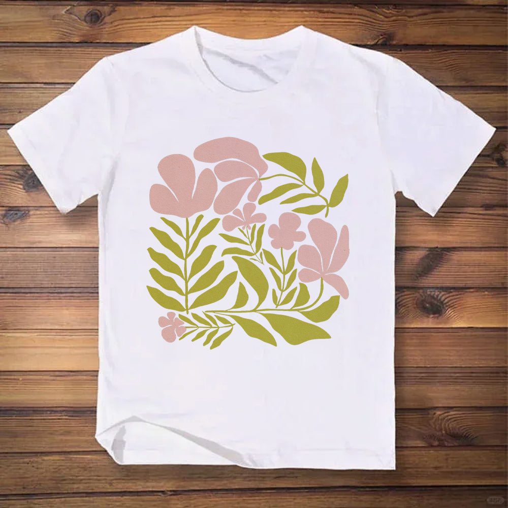 Color Block Flower T-Shirts-uzzycraft