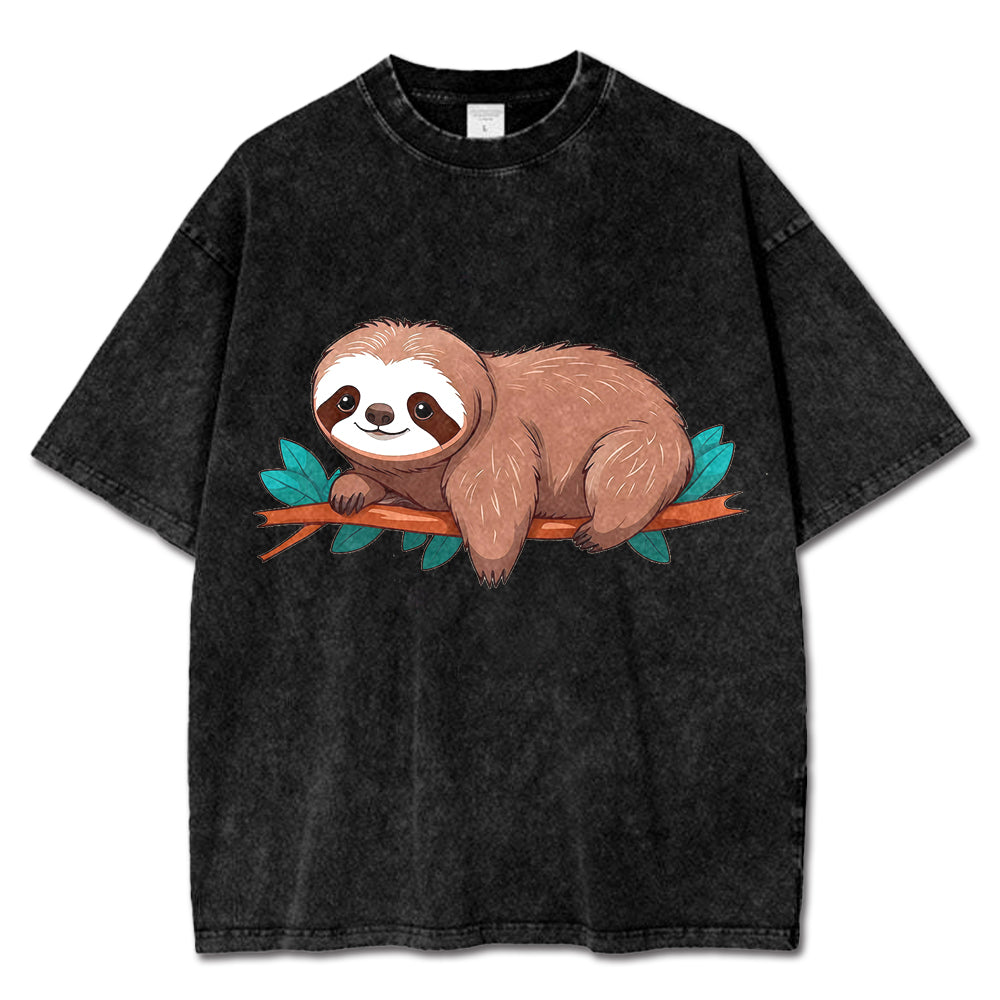 Adorable Sloth Perched On Tree T-Shirt-uzzycraft