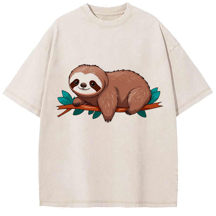 Adorable Sloth Perched On Tree T-Shirt-uzzycraft