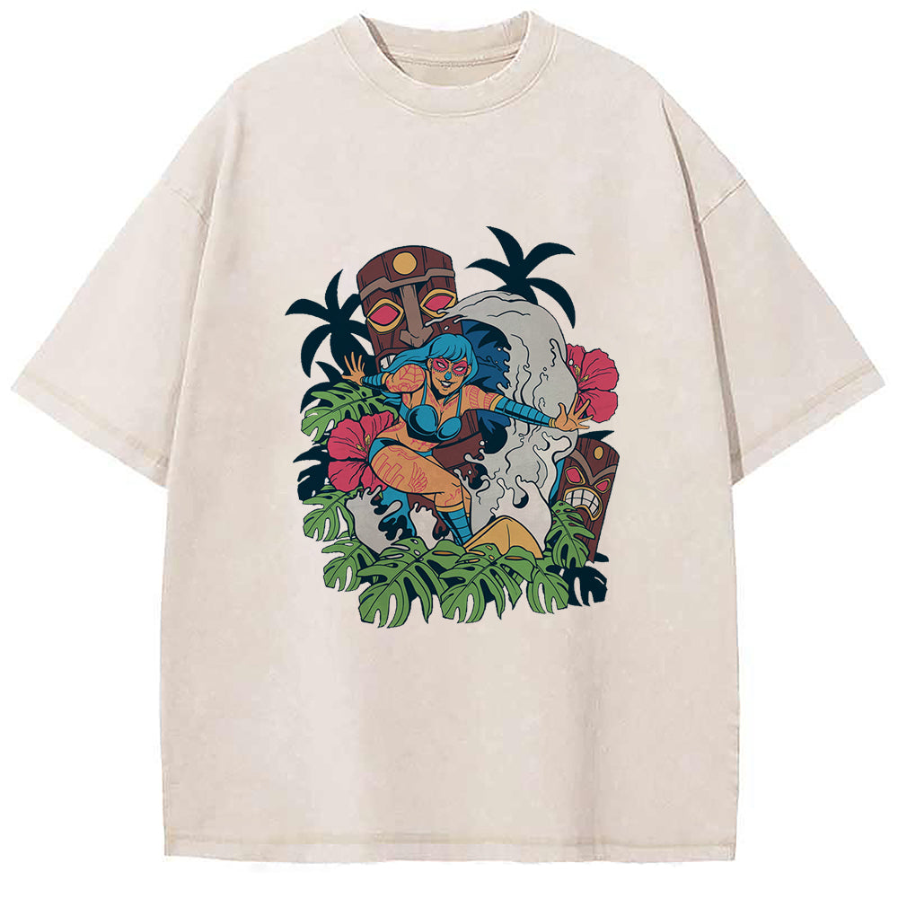 Tiki Surf Girl T-Shirt-uzzycraft