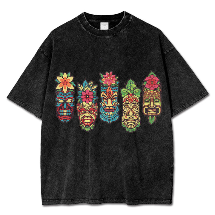 Tiki Masks Tikis Tribal Sculptures T-Shirt-uzzycraft