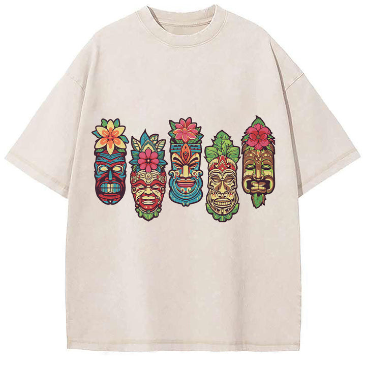 Tiki Masks Tikis Tribal Sculptures T-Shirt-uzzycraft