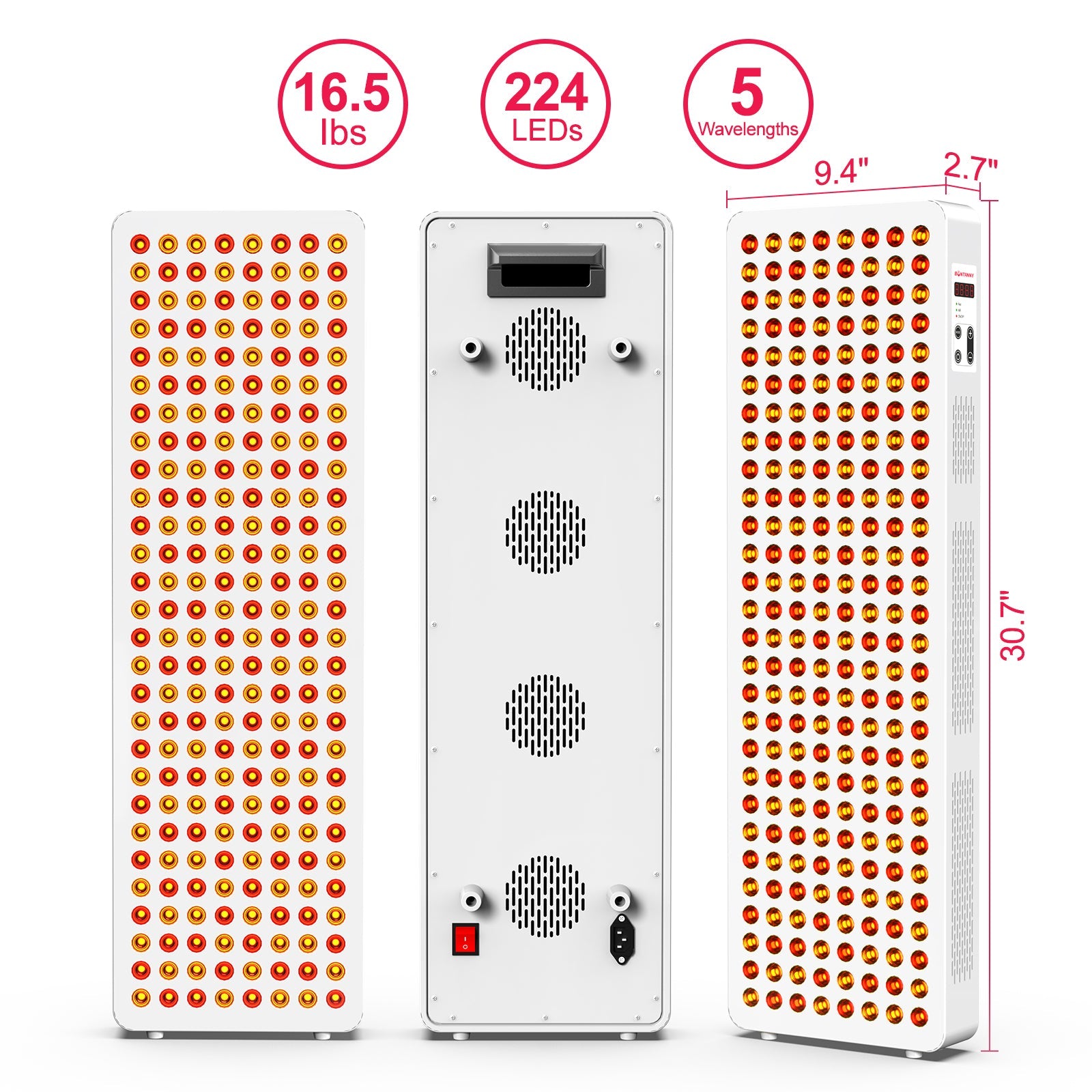 BO-600 Red Light Therapy Panel with Base – 5 Wavelengths 630/660/810/830/850nm