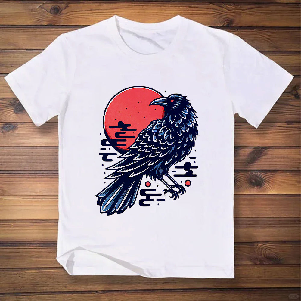 Raven Over Red Moon T-Shirt-uzzycraft