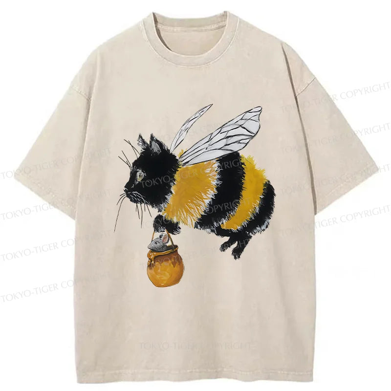 Tokyo-Tiger Catbee Funny Washed T-Shirt