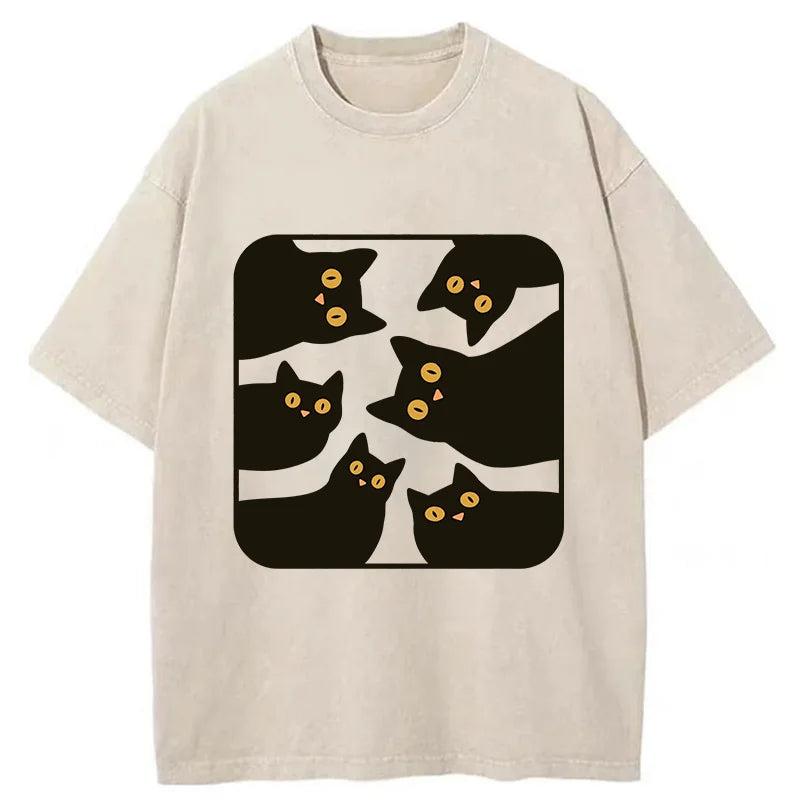 Tokyo-Tiger Cats Are Watching You Washed T-Shirt