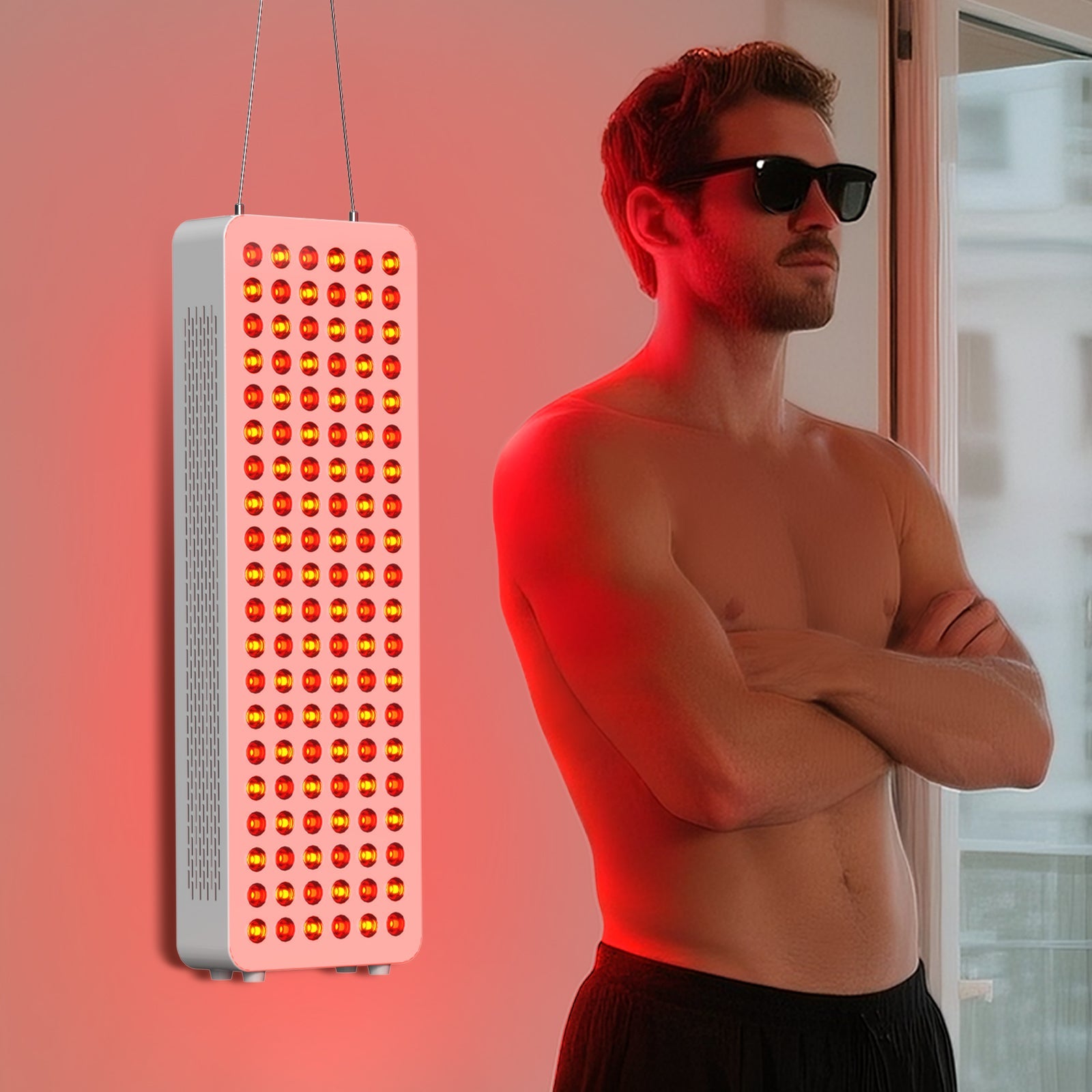 BO-600 Red Light Therapy Panel with Base – 5 Wavelengths 630/660/810/830/850nm