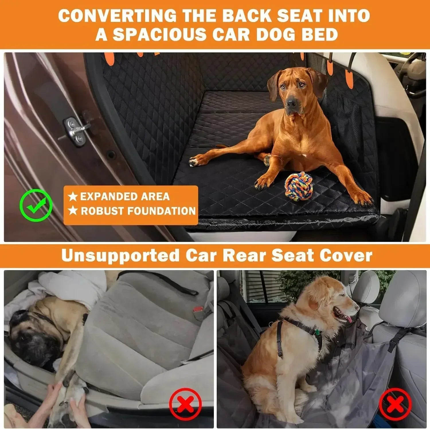 Hard Bottom Dog Car Seat Protector + (FREE Dog Bed)
