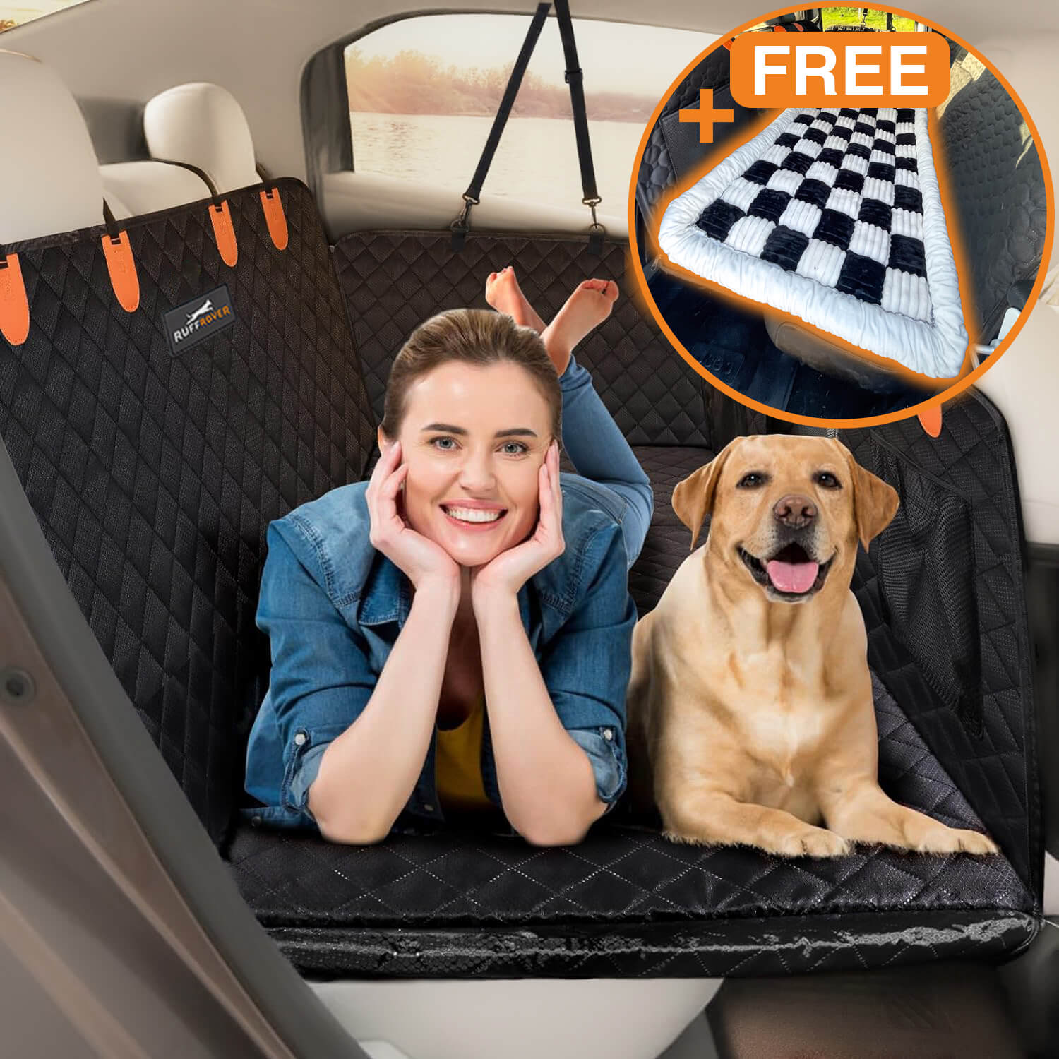 Hard Bottom Dog Car Seat Protector + (FREE Dog Bed)