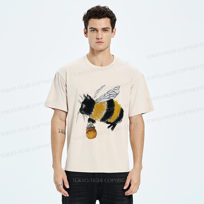 Tokyo-Tiger Catbee Funny Washed T-Shirt