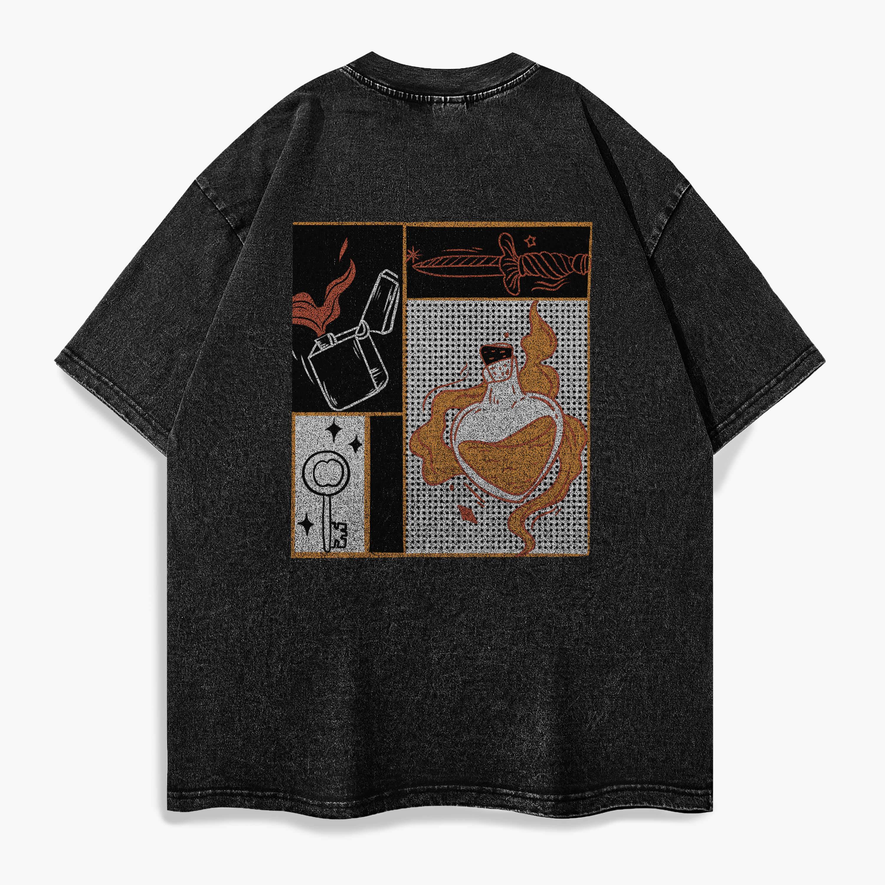Burning Heart Washed T-Shirt