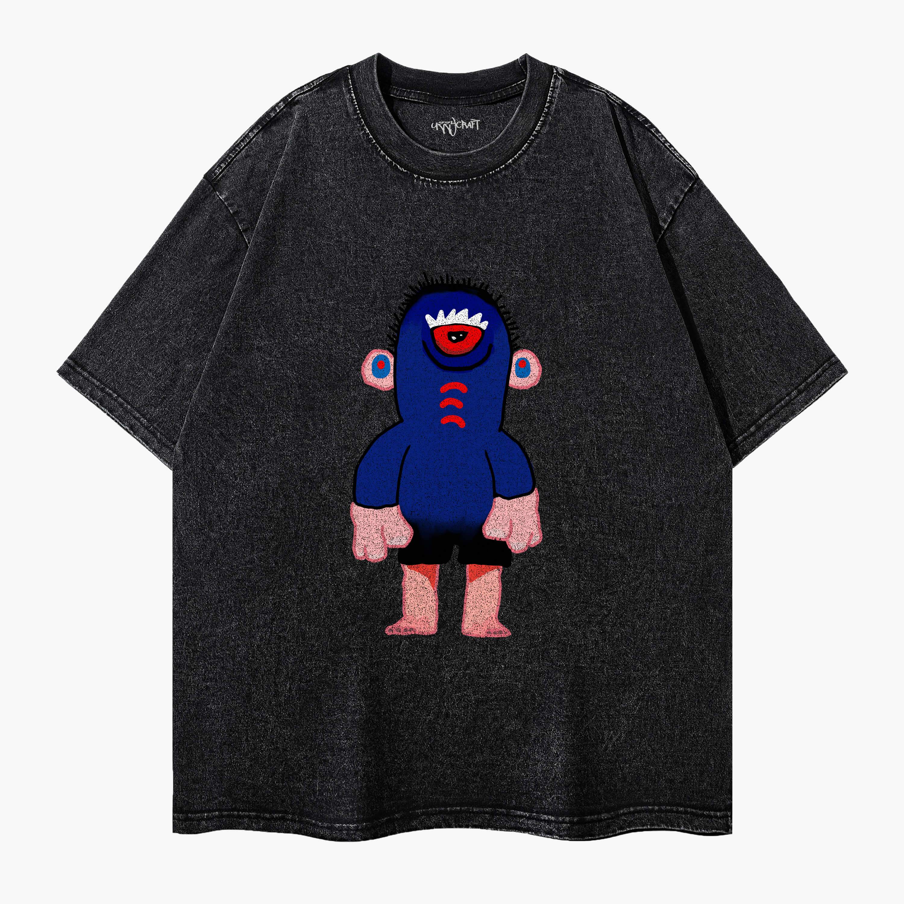 Blue Face Monster Washed T-Shirt