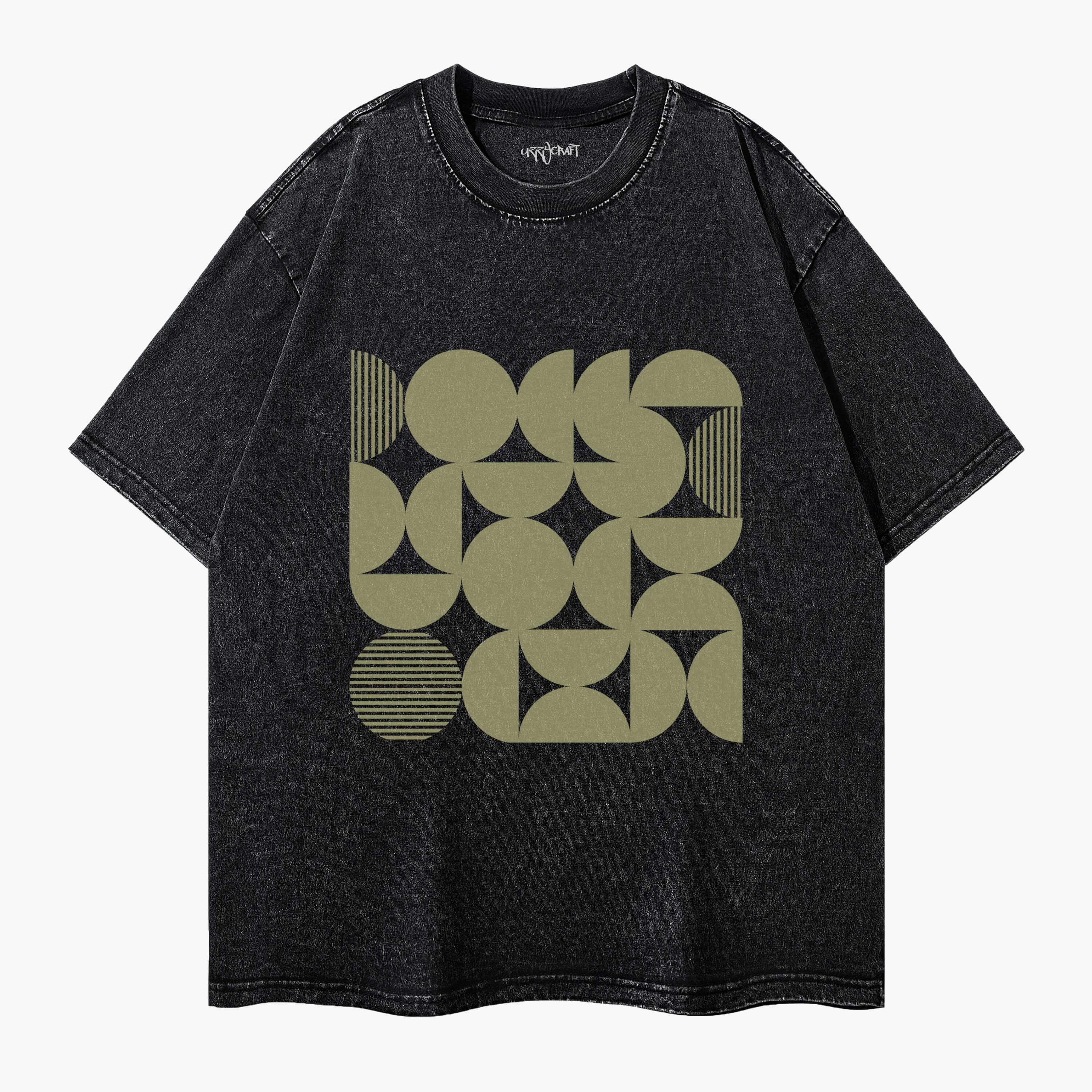 Geometric Pattern Washed T-Shirt