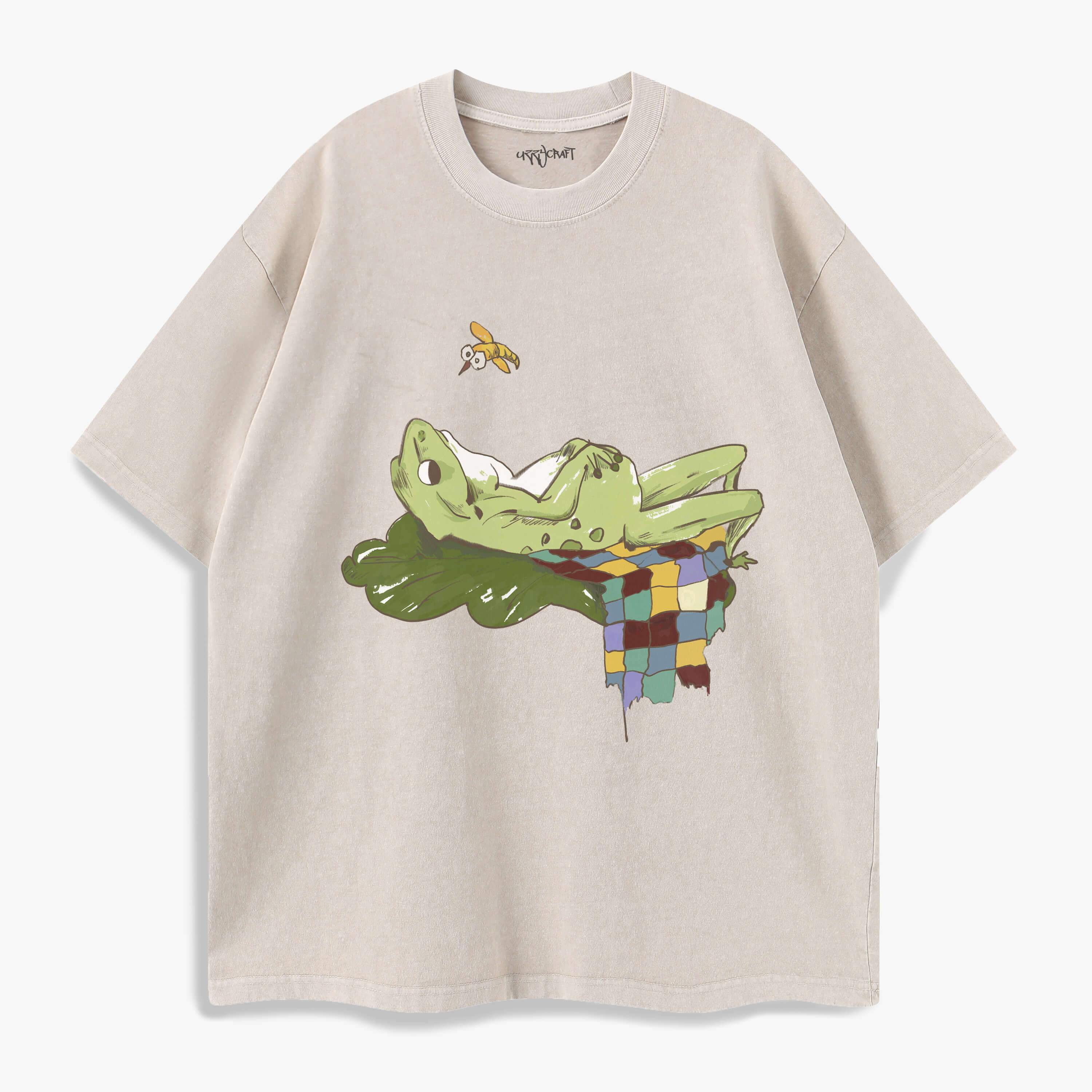 Leisurely Lying Frog Washed T-Shirt