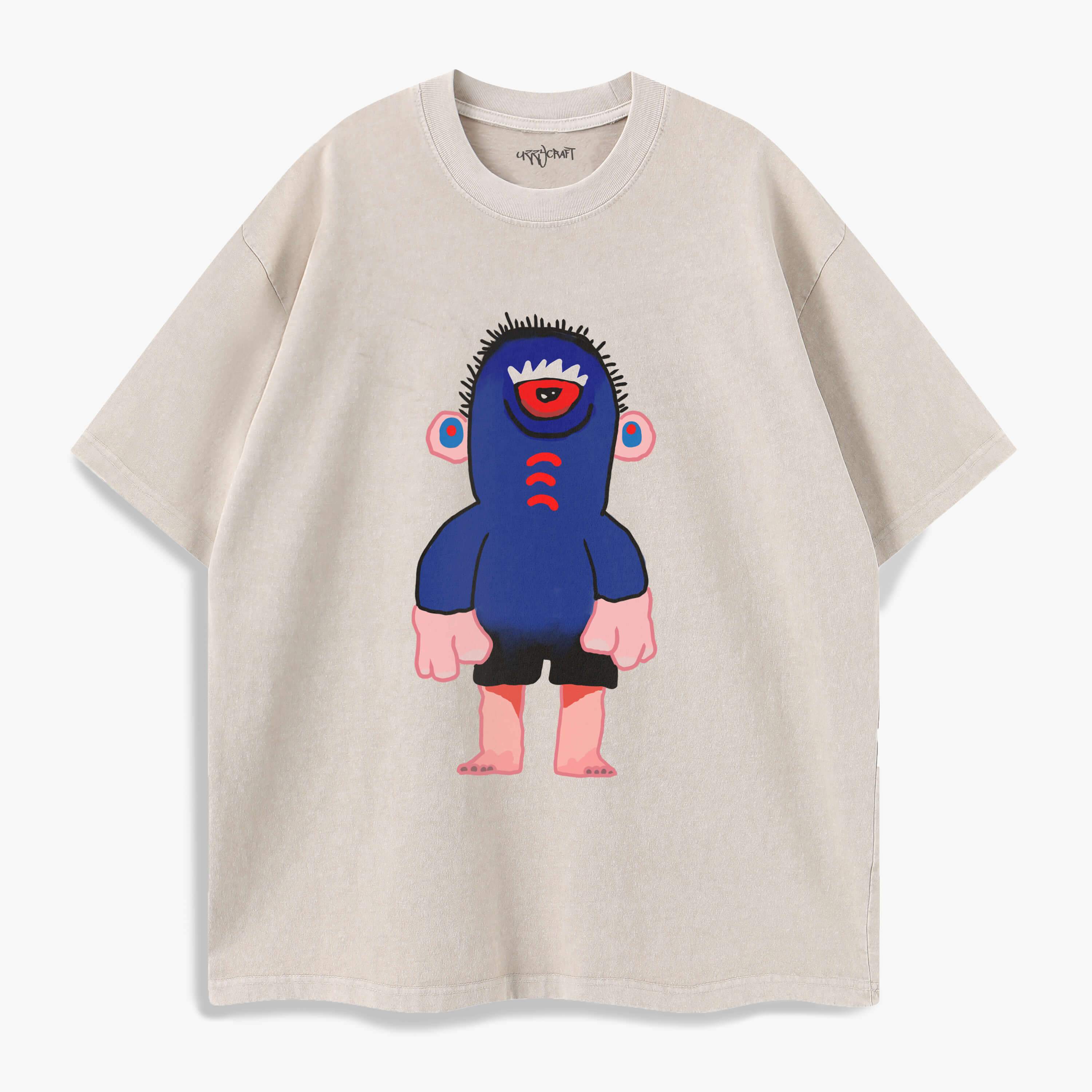 Blue Face Monster Washed T-Shirt