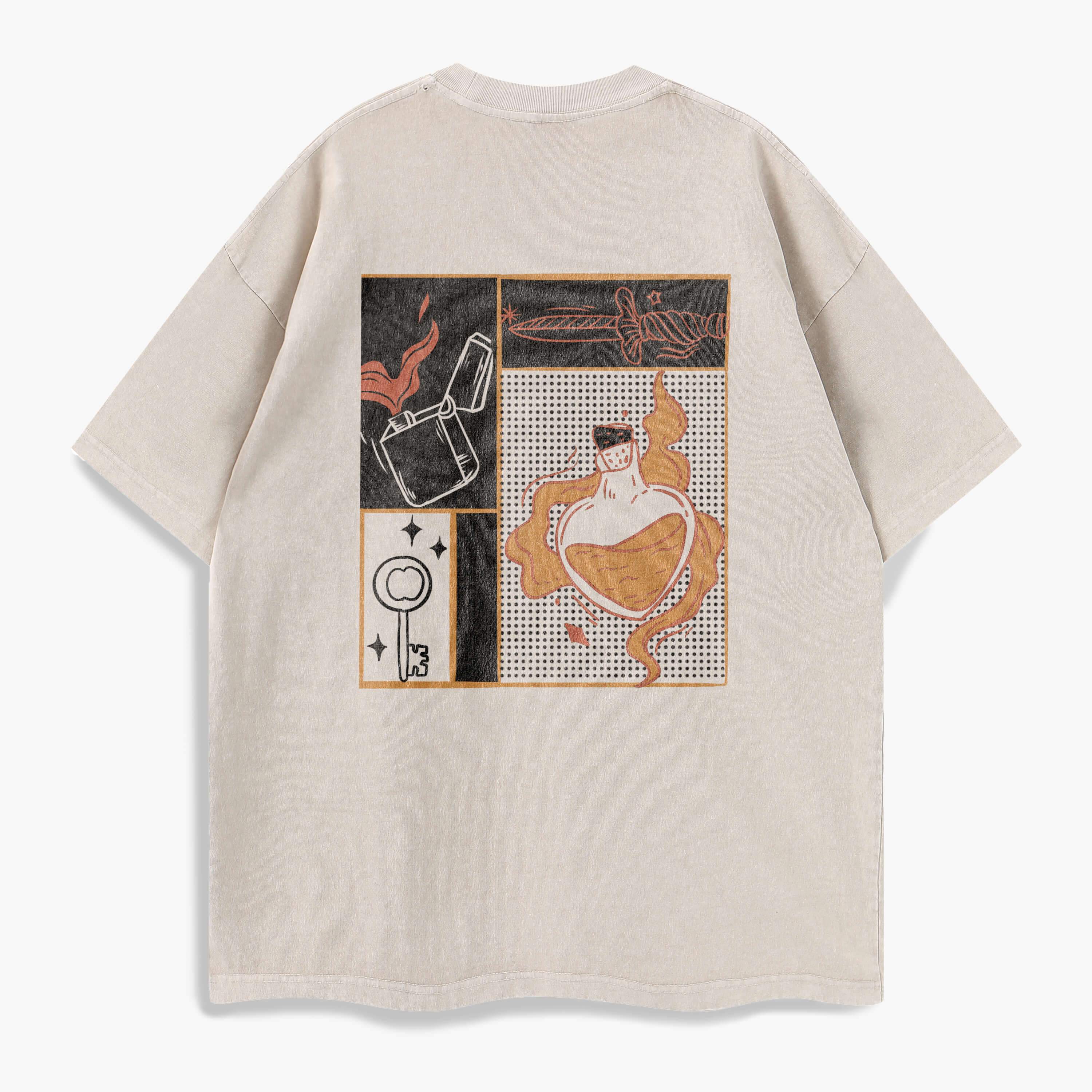 Burning Heart Washed T-Shirt